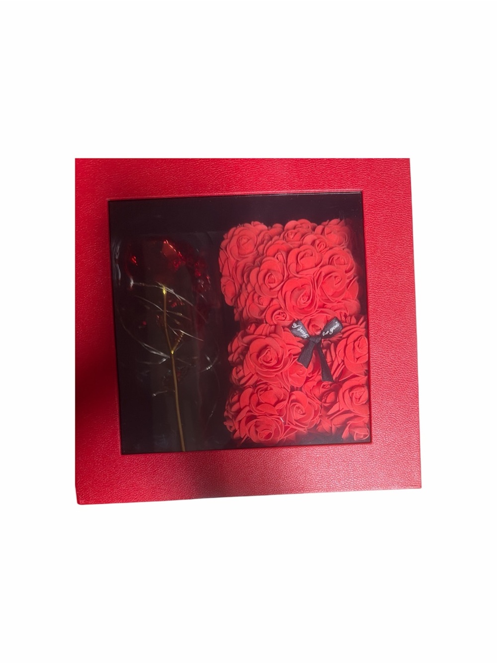 Premium Red Rose Bear Gift Set with Single Rose